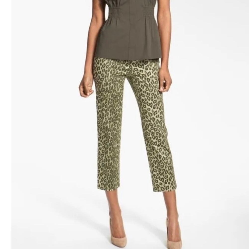 LAFAYETTE 148 Cheetah Bleecker Senegal Crop Side Zip Pants Animal Print